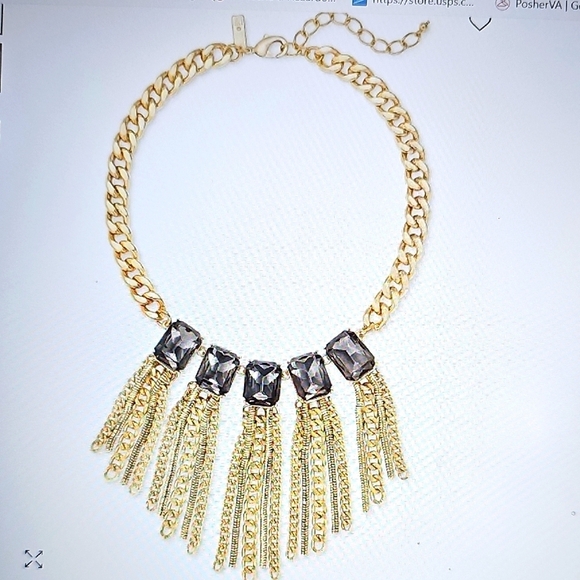 NWT I.N.C. International Concepts Stone & Chain Tassel Statement Necklace 17"+3" - Picture 1 of 8